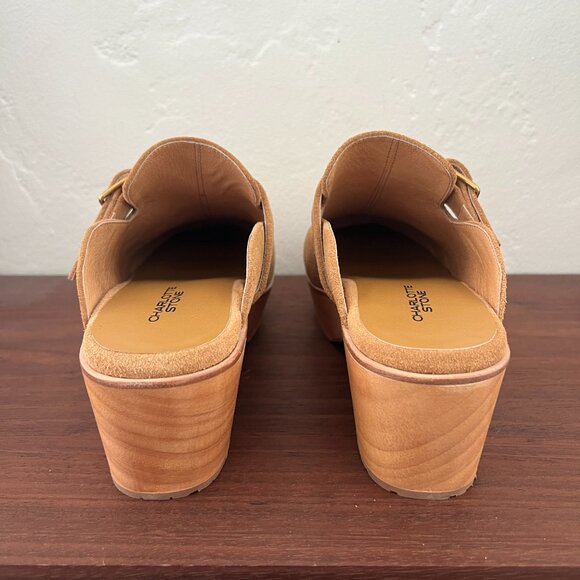 NEW Charlotte Stone Sam Clogs in Bamboo tan brown suede platform clogs buckle 10 - Picture 4 of 12
